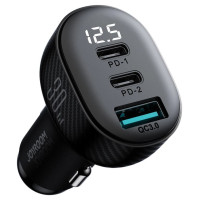 Joyroom JR-CCD04 30W 2x USB-C USB-A car charger with display - black