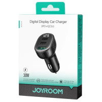 Joyroom JR-CCD04 30W 2x USB-C USB-A car charger with display - black