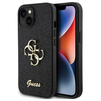 Guess Glitter Script Big 4G case for iPhone 15 - black