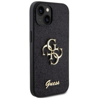 Guess Glitter Script Big 4G case for iPhone 15 - black