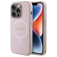 Guess Saffiano MagSafe case for iPhone 15 Pro - pink