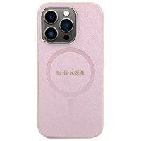 Guess Saffiano MagSafe case for iPhone 15 Pro - pink