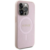 Guess Saffiano MagSafe case for iPhone 15 Pro - pink