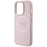 Guess Saffiano MagSafe case for iPhone 15 Pro - pink