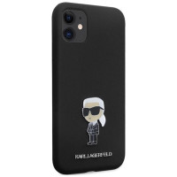 Karl Lagerfeld KLHCN61SMHKNPK case for iPhone 11 / Xr - black Silicone Ikonik Metal Pin