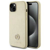 Guess Leather 4G Metal Logo Strass case for iPhone 15 - gold