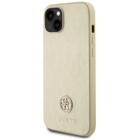 Guess Leather 4G Metal Logo Strass case for iPhone 15 - gold