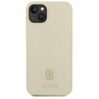 Guess Leather 4G Metal Logo Strass case for iPhone 15 - gold