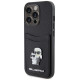 Karl Lagerfeld Saffiano Cardslot Karl&Choupette Metal Pin case for iPhone 15 Pro - black