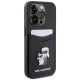 Karl Lagerfeld Saffiano Cardslot Karl&Choupette Metal Pin case for iPhone 15 Pro - black