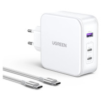 Ugreen GaN Ugreen Nexode CD289 USB-A/2xUSB-C 140W wall charger + USB-C - USB-C cable 1.5m - white