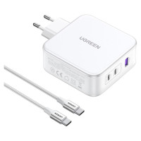 Ugreen GaN Ugreen Nexode CD289 USB-A/2xUSB-C 140W wall charger + USB-C - USB-C cable 1.5m - white
