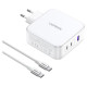 Ugreen GaN Ugreen Nexode CD289 USB-A/2xUSB-C 140W wall charger + USB-C - USB-C cable 1.5m - white
