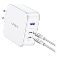 Ugreen GaN Ugreen Nexode CD289 USB-A/2xUSB-C 140W wall charger + USB-C - USB-C cable 1.5m - white