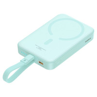 Baseus Magnetic Mini MagSafe 10000mAh 20W powerbank with built-in Lightning cable - blue + Baseus Simple Series USB-C - USB-C 60W 0.3m cable