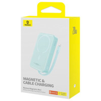Baseus Magnetic Mini MagSafe 10000mAh 20W powerbank with built-in Lightning cable - blue + Baseus Simple Series USB-C - USB-C 60W 0.3m cable