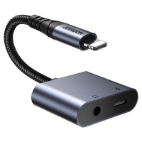 Joyroom SY-L01 Lightning to Lightning / 3.5 mm mini jack DAC adapter 2in1 - black