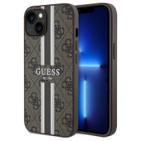 Guess 4G Printed Stripes MagSafe case for iPhone 15/14/13 - brown