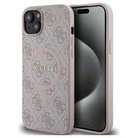 Guess 4G Collection Leather Metal Logo MagSafe Case for iPhone 15/14/13 - Pink