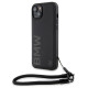 BMW Signature Leather Wordmark Cord case for iPhone 15 Plus / 14 Plus - black