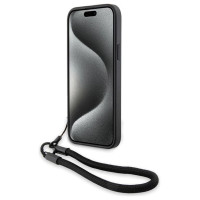 BMW Signature Leather Wordmark Cord case for iPhone 15 Plus / 14 Plus - black