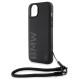 BMW Signature Leather Wordmark Cord case for iPhone 15 Plus / 14 Plus - black