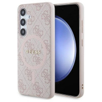Guess 4G Collection Leather Metal Logo MagSafe Case for Samsung Galaxy S24 - Pink
