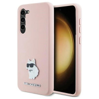 Karl Lagerfeld Silicone Choupette Metal Pin case for Samsung Galaxy S23+ - pink