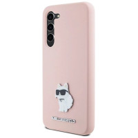 Karl Lagerfeld Silicone Choupette Metal Pin case for Samsung Galaxy S23+ - pink
