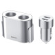 Baseus CRDYQ-0S splitter 2x cigarette lighter socket 80W 2x USB-A 3.1A - silver