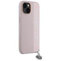 Karl Lagerfeld Saffiano Rhinestones & Charm case for iPhone 15 / 14 / 13 - pink