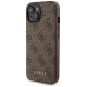 Guess 4G Metal Logo case set for iPhone 15 + 5000mAh MagSafe power bank - brown