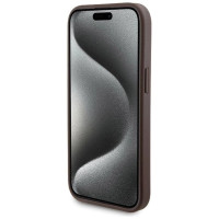 Guess 4G Metal Logo case set for iPhone 15 + 5000mAh MagSafe power bank - brown
