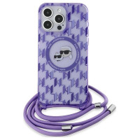 Karl Lagerfeld IML Crossbody Monogram Karl & Choupette Head MagSafe case for iPhone 15 Pro - purple