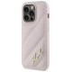 Karl Lagerfeld Diagonal Quilted Script case for iPhone 14 Pro - pink