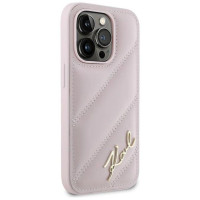 Karl Lagerfeld Diagonal Quilted Script case for iPhone 14 Pro - pink