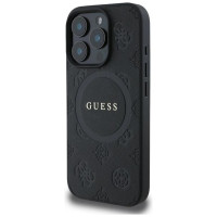 Guess Saffiano Peony Classic Logo MagSafe iPhone 16 Pro Case - Black