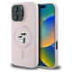 Karl Lagerfeld Silicone Karl&Choupette Heads Ring MagSafe Case for iPhone 16 Pro - Pink