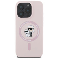 Karl Lagerfeld Silicone Karl&Choupette Heads Ring MagSafe Case for iPhone 16 Pro - Pink