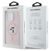 Karl Lagerfeld Silicone Karl&Choupette Heads Ring MagSafe Case for iPhone 16 Pro - Pink