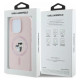 Karl Lagerfeld Silicone Karl&Choupette Heads Ring MagSafe Case for iPhone 16 Pro - Pink