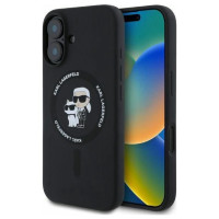 Karl Lagerfeld Silicone Karl&Choupette Heads Ring MagSafe iPhone 16 Case - Black