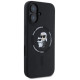 Karl Lagerfeld Silicone Karl&Choupette Heads Ring MagSafe iPhone 16 Case - Black