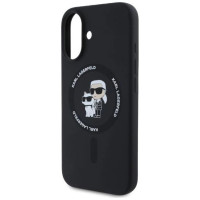Karl Lagerfeld Silicone Karl&Choupette Heads Ring MagSafe iPhone 16 Case - Black