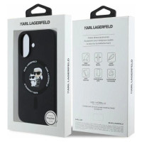 Karl Lagerfeld Silicone Karl&Choupette Heads Ring MagSafe iPhone 16 Case - Black