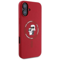 Karl Lagerfeld Silicone Karl&Choupette Heads Ring MagSafe iPhone 16 Case - Red
