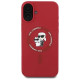 Karl Lagerfeld Silicone Karl&Choupette Heads Ring MagSafe iPhone 16 Case - Red