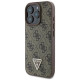 Guess Leather 4G Triangle Strass MagSafe Case for iPhone 16 Pro - Brown