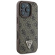 Guess Leather 4G Triangle Strass MagSafe Case for iPhone 16 Pro - Brown