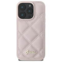Guess Quilted Metal Logo iPhone 16 Pro Max Case - Pink